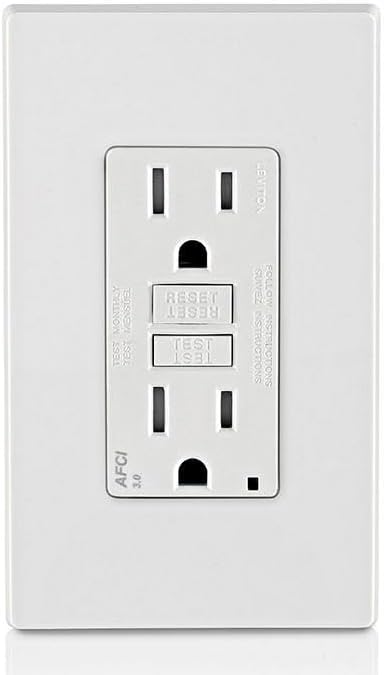 Leviton AFCI Outlet, 15 Amp, Self Test, Tamper-Resistant with LED Indicator Light, Protection from Electrical Fires, AFTR1-W, White (Pack of 10)