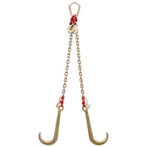 VEVOR G80 V Bridle Chain, 5/16 in x 3 ft Towing Chain Bridle with J Hooks and T Hooks, Heavy Duty Transport Tow Chain Bridle with 10800 lbs Safe Working Load Ideal for Flatbed Truck Wrecker Recovery