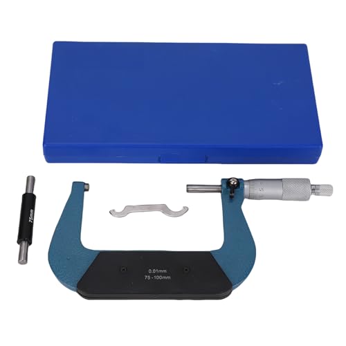Yosoo Health Gear 75 to 100mm Micrometer, Outside Micrometer Set for Length Diameter Measurement, Stainless Steel Micrometer with Tungsten Carbide Faces for Machinist
