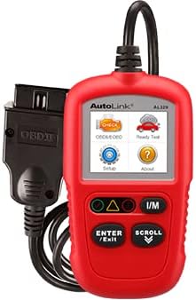 Autel AutoLInk AL329, I/M Readiness Key, OBD2 Code Reader, Retrieves VIN CALID and CVN, Freeze Frame Data, Turns Off MIL