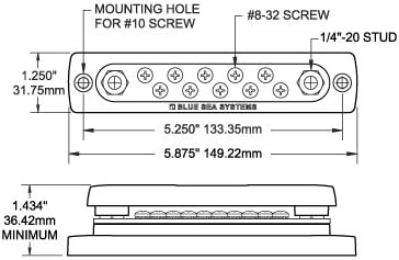 Blue Sea Systems 2300 150 Amp Common BusBar with 10 screws and a cover