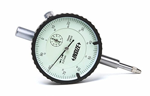 INSIZE DIAL Indicator, 10mm, Flat Back, Silver