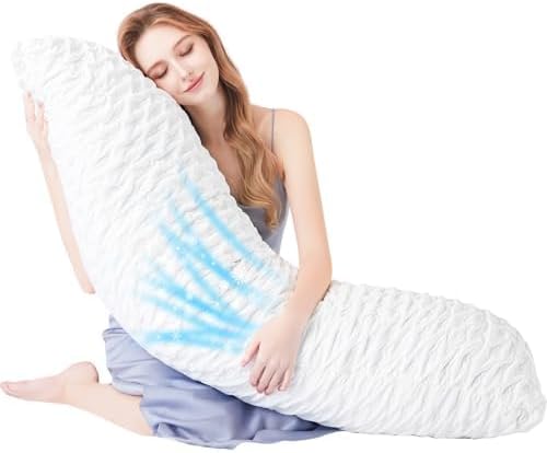 KUCEY Body Pillow for Side Sleeper with Neck and Shoulder Pain,Adjustable Shredded Memory Foam Pillows, Cooling Pillow for hot Sleepers with Washable Cover, Bed Pillows for Adults, Original White