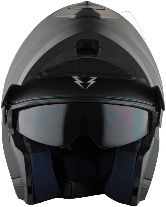 1Storm New Motorcycle Bike Modular Full Face Helmet Dual Visor Sun Shield: Matt Black