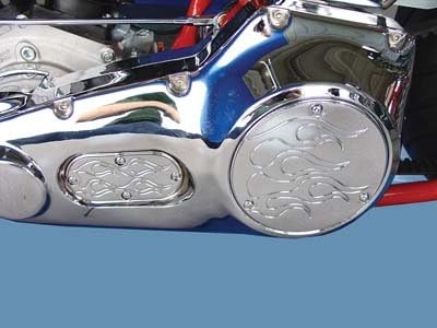 V-Twin 42-0817 3-Hole Flame Derby and Oval Inspection Set Chrome