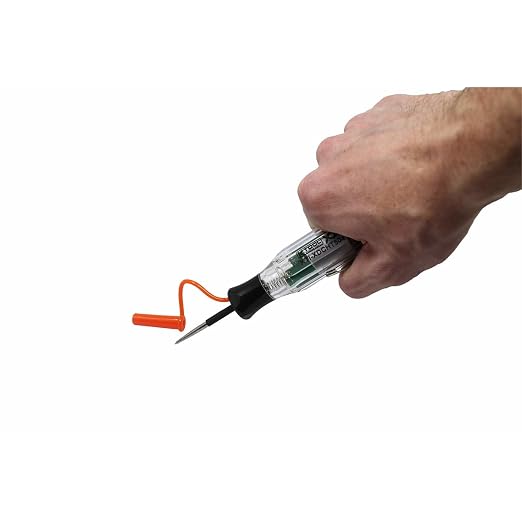 K Tool International XDCHT504 Xtra Duty Cordless Circuit Tester, DC Voltage Detection Tool, Dual Color LED Polarity Indicator, Audible Beep Alert, Built in Lithium Battery