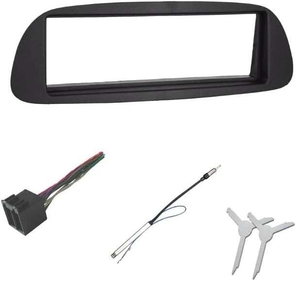 Single Din Car Stereo Install Dash Kit, Wire Connector, AM/FM Radio Reception Antenna Adapter, and Radio Removal Tool Combo -Made for 2003-2006 Dodge Sprinter