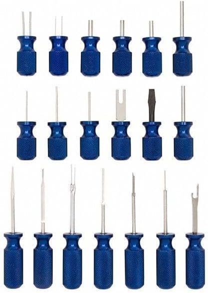 Steelman 19-Piece Master Terminal Tool Kit for Auto Techs, Removes Terminal Block Wires Without Damage, Includes: Tube, Flat, Fork Blade, Single Pin, Sheathing Ripper, & Others