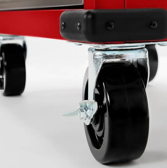 Heavy Duty Rolling Storage Cabinet with Wheels and Drawers, Workstation for Garage, Office, Workshop, 6 Drawer (28" W x 25" D x 34.5" H), Red