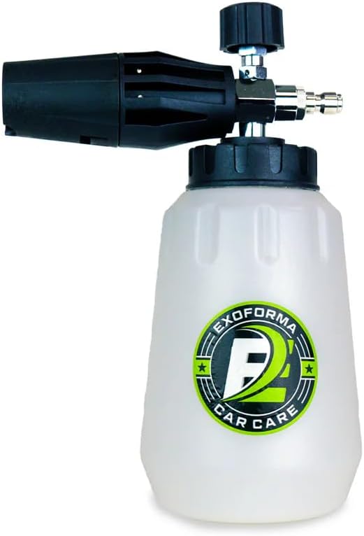 ExoForma Foam Cannon - Heavy Duty Foam Blaster, Adjustable Foam Nozzle, Creates Thick Foam & Suds for Pressure Washer, 1/4" Quick Connector, 1L Bottle