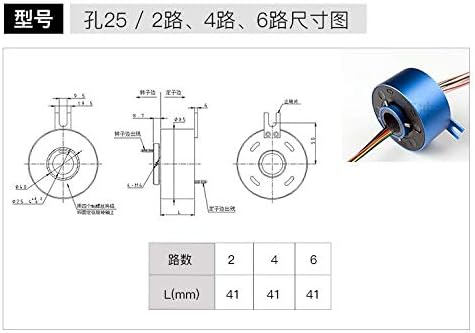 Taidacent Hollow Slip Ring Signal Power Continued 2/4/6/12 Road Collector Ring Conductive Electric Motor Slip Ring Rotating Connector (6 Wire 10A Inner hole 25.4 mm OD 85mm)