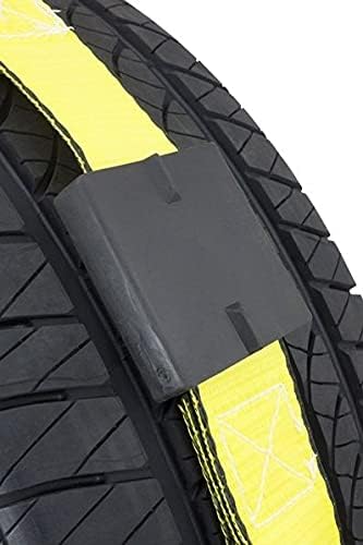 Mytee Products 4 Pack 2" x12' Car Hauler Straps for Trailer w/Ratchet, Swivel J Hook & Rubber Block - 10,000 lbs Breaking Strength Over The Wheel Tire Straps for UTV Hauler - Vehicle Car Tie Down Kit
