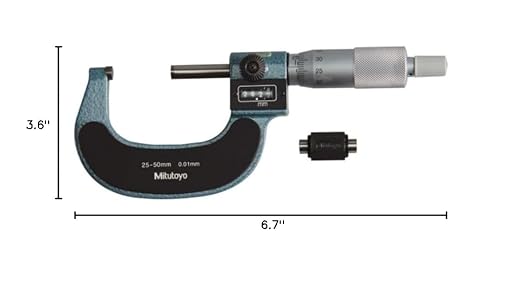 Mitutoyo 193-111, Digit Outside Micrometer with Precision Spindle, High-Accuracy Measurement, Fine Graduation, Smooth Ratchet Stop, and Repeatable Performance for Professional Inspection Work | Carbide Precision Spindle