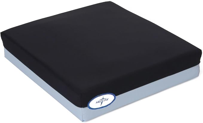 Medline Gel Foam Wheelchair Cushion, 22" x 18" x 3" - Comfort & Pressure Redistribution with Easy-to-Clean Cover