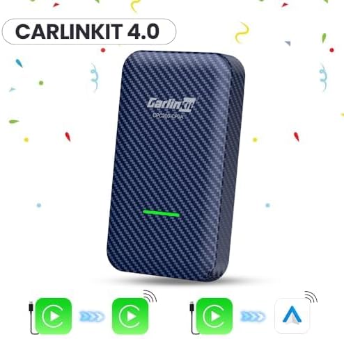 Carlinkit Wireless CarPlay Adapter for iPhone, 4.0 Adapter Convert Wired to Wireless, Support Android Auto, Voice, Music, GPS, Keys, etc. CPC200-CP2A, Blue