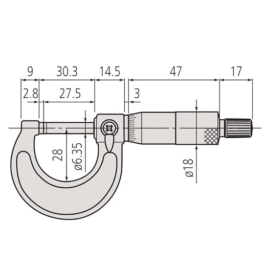 Mitutoyo 103-177 Outside Micrometer, Baked-Enamel Finish, Ratchet Stop, 0-1" Range, 0.001" Graduation, +/-0.0001" Accuracy | Ratchet Stop, Baked-Enamel Finish, 0.001" Graduation, +/-0.0001" Accuracy