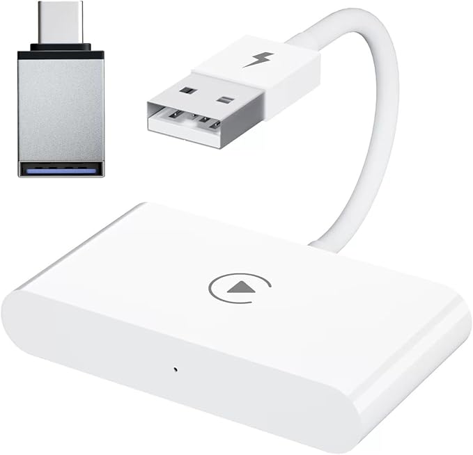 Apple MFi Certified Wireless CarPlay Adapter for iPhone, 5GHz Wireless Carplay Dongle, Convert Wired to Wireless CarPlay, for Factory Wired CarPlay Cars from 2015, Plug & Play (White)