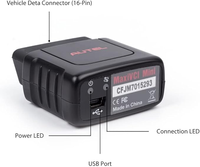 Autel MaxiVCI VCI Mini Wireless Bluetooth Diagnostic Vehicle Communication Interface Connector Compact Auto OBD2 Scanner for MK808BT MK808TS MX808TS MP808TS TS608 MS906S Oil Reset EPB BMS SAS TPMS