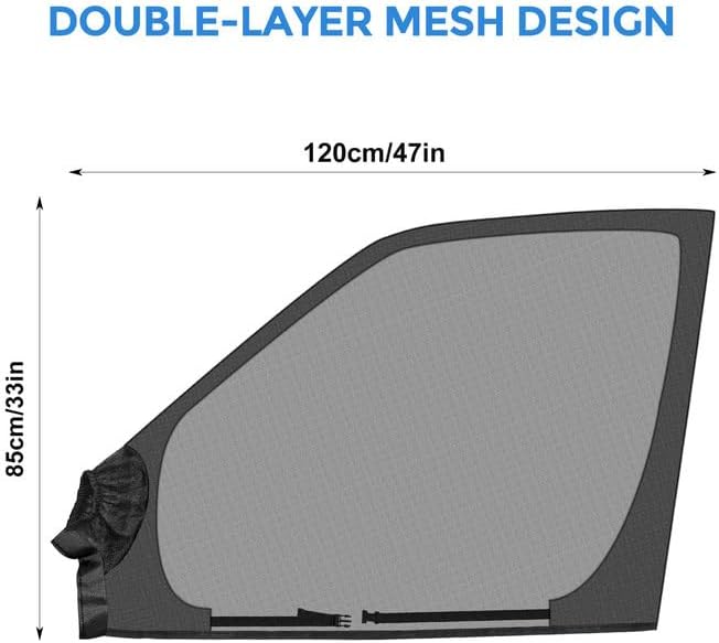 Magnetic Van Window Screens, 47 x 33 inches Front Door Bug Screens (Pair), Universal Size for Transit Van, Promaster, Sprinter and Other Vans & Cars, Keeps Bugs Out Magnetic Bug Mesh, Easy to Install