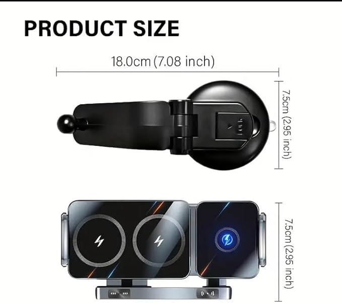 Wireless Car Charger Mount, Auto-Clamping Phone Holder with Fast Charging β Wireless Cell Phone Charging Car Mount for iPhone & Android (Dashboard Mount)