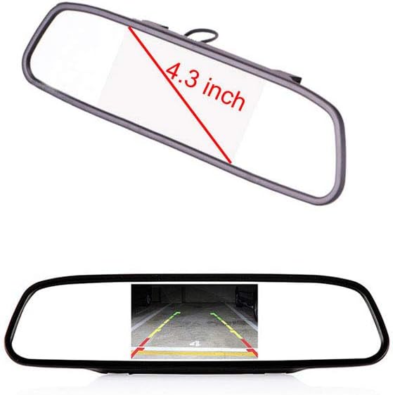 Car Rear View Trunk Handle Parking Reverse Backup Camera HD Waterproof for Toyota Hilux 8 MK8 Pickup Truck Masters OX AN120 AN130 Revo Recco/Invincible 50 2015-2019(with 4.3-inch Rearview Mirror)