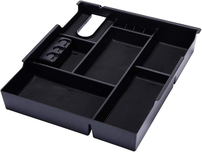 JDMCAR Compatible with Toyota Tundra Accessories 2014-2021 Center Console Organizer, Insert ABS Black Materials Tray, Armrest Secondary Storage Box - Full Tray