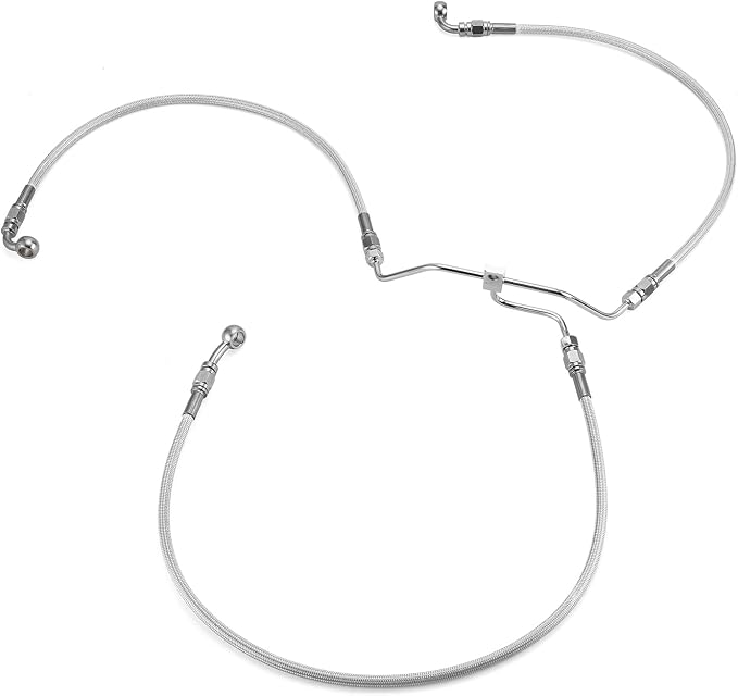 Mofun 52" Extended Length Hydraulic Front Brake Line Kit Stainless Steel Compatible with Harley Dyna Low Rider Fat Bob FXDF FXDFSE Non-ABS 2009-2017, Fit 16"-18" Handlebar Chrome