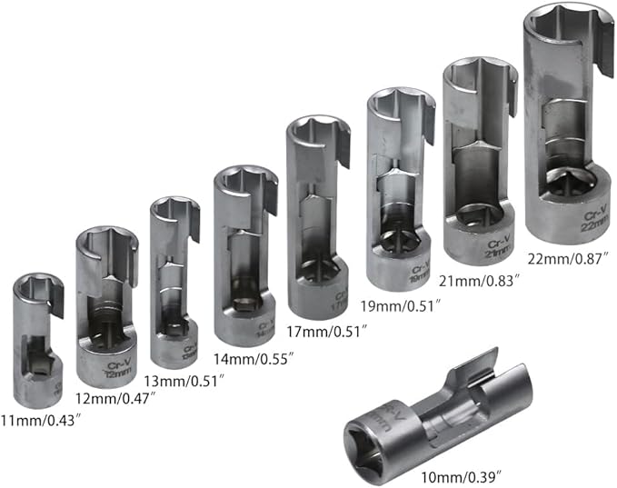 RYANSTAR RACING Professional Diesel Fuel Line Wrench Set – 3/8" & 1/2" Drive, 10-22mm Sockets for Injector Lines, Glow Plugs, Turbo Sensors & Tight Spaces