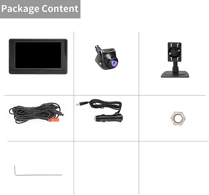Car Backup Camera Monitor System Rear View Reverse Camera Waterproof Night Vision DIY Guide Lines LCD 1080P Display for Cars Truck Off-Road SUV Van Jeep UTV