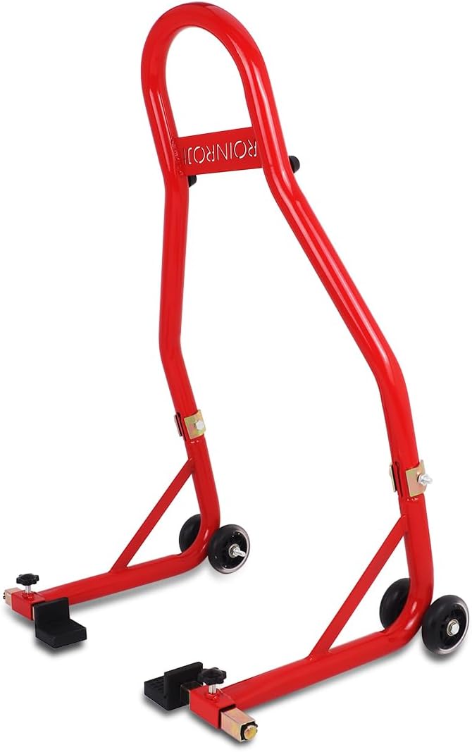 Universal 360°Motorcycle Stand Paddock Rear Lift Combo Bike Wheel Fork Stands Motorcycles Swingarm Spool Stand Adjustable Dismantable Compatible Most for Yamaha Honda Kawasaki Suzuki Red