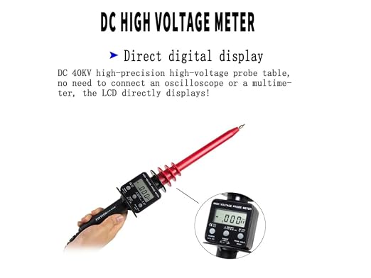 PINTECH DC High Voltage Probe, 40kV, High Voltage DC Meter with LCD Display | 2000MΩ Input Impedance, HVP-40DM