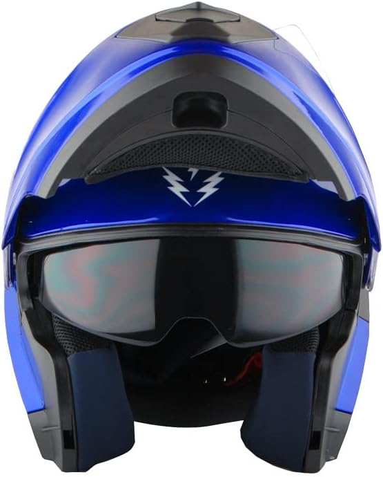1Storm New Motorcycle Bike Modular Full Face Helmet Dual Visor Sun Shield: Glossy Blue