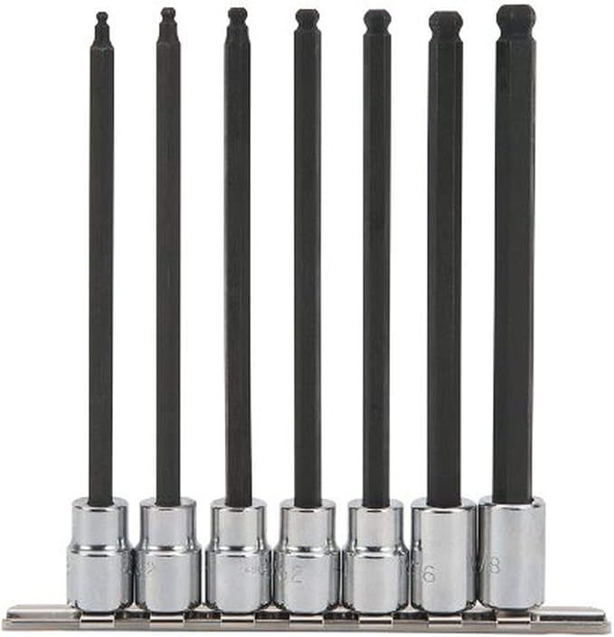 Stanley Proto J4900BD 3/8" Drive Ball Style Extra Long Hex Bit Set, 7PC