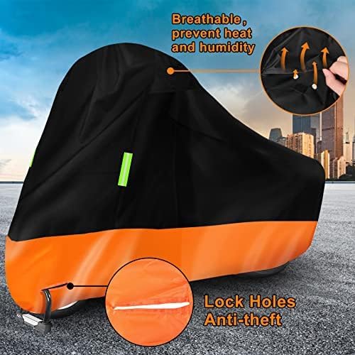Waterproof Motorcycle Cover Replace for Harley Davidson Touring Road King/Street Glide/Road Glide with Anti-Theft Lock Hole for Outdoor Rain Snow Protection (94 to 100inches, Without Trunk)