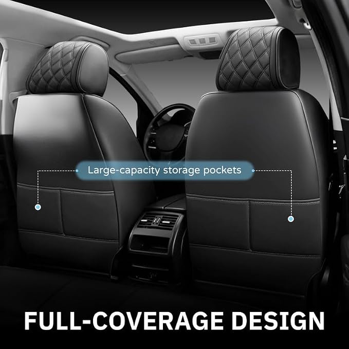 JAOGAUS for Chevy Silverado Front Seat Covers 2007-2026 Custom Fit | Only Bucket Seat Cover for GMC Sierra Nappa Leather Trucks Pickup Seat Covers Waterproof Airbag Compatible