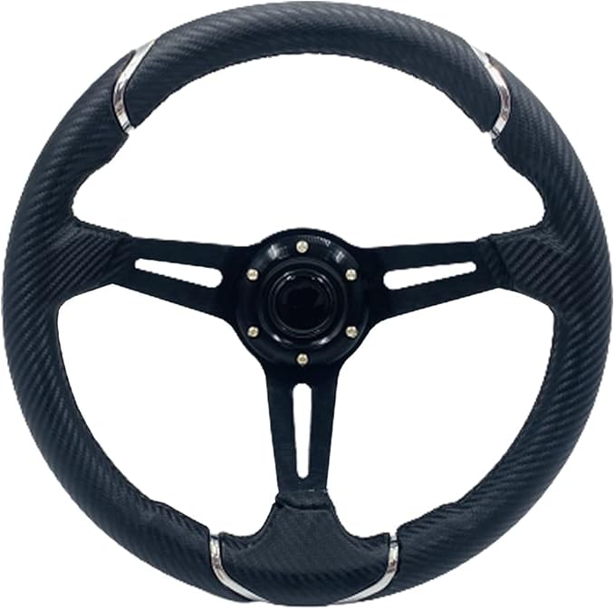 14" Carbon Fiber Golf Cart Steering Wheel for Yamaha EZGO RXV & TXT,Club Car DS and Precedent Steering Wheel Fit Most Golf Carts