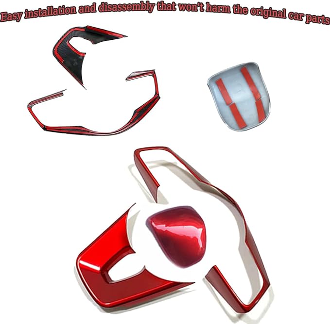 MUXEE 3Pcs Steering Wheel Cover Trims Interior Decaration Sticker for Kia Forte Cerato K3 2019 2020 2021 2022 2023 2024 - ABS Wine red Sport Interior Accessories(NOT FIT GT and GT Line Models)