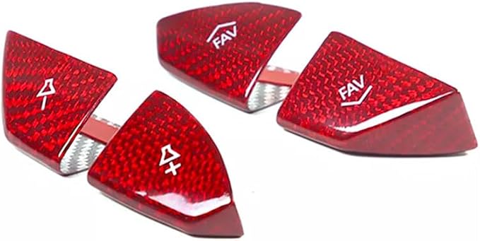 Real Dry Carbon Fiber Direct Manufacturer for 2014-2019 Chevrolet Corvette C7 Car Interior Decorative Accessories Volume Button Trim Cover 4 PCS (Red Carbon)
