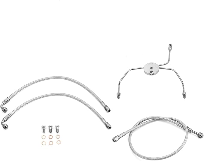 Mofun 53" Extended Length Hydraulic Front Brake Line Kit Stainless Steel Compatible with Harley Touring Road King Road Glide 1999-2007, Fit Street Electra Glide 1996-2007, Fit 12"-14" Handlebar Chrome