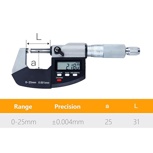 Digital Ball Anvil Micrometer with 0-1"/0-25mm Measuring Range Electronic Micrometer Measuring Tool, Inch/Metric