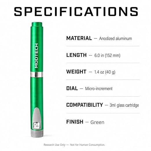 V2 Premium Metal Research Pen with Precision Dial Up to 60 Units - Professional Laboratory Instrument with Aluminum Body & Adjustable Mechanism (Green) - MODTECH
