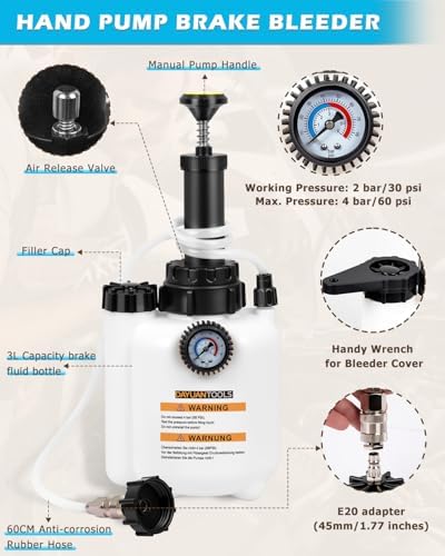 DAYUAN 24pcs Pneumatic Diesel Injector Puller Air Vibration Injector Removal Tool Kit Bundle with Upgraded 3L Brake Bleeder Kit