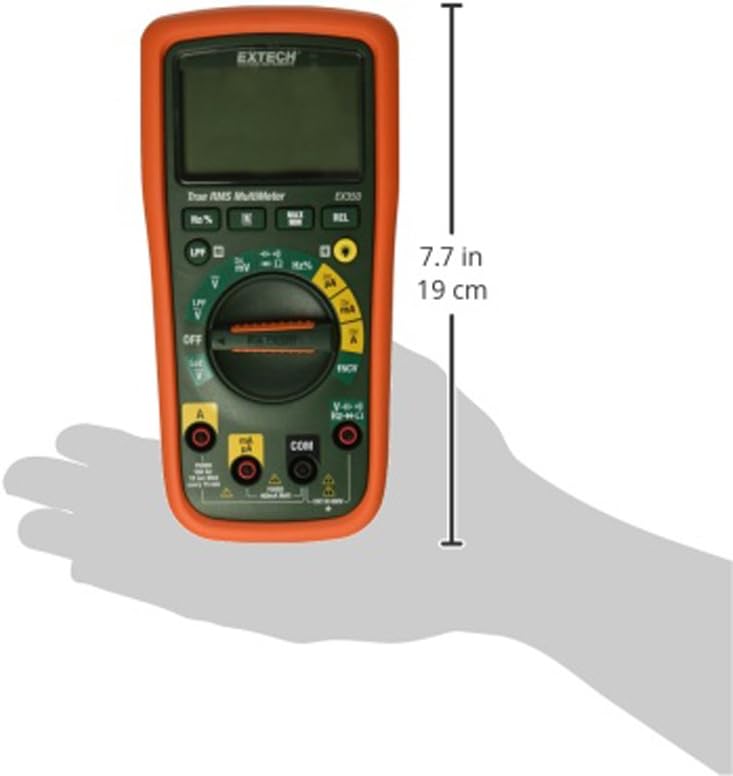 Extech EX350 True RMS Digital Multimeter with Non-Contact Voltage Detector - 11 Function Handheld Electrical Tester with LOZ, LPF, and Backlit LCD Display for Ghost Voltages and VFDs | AC/DC V/A, resistance, capacitance, frequency, Type K, 4000-count, ...