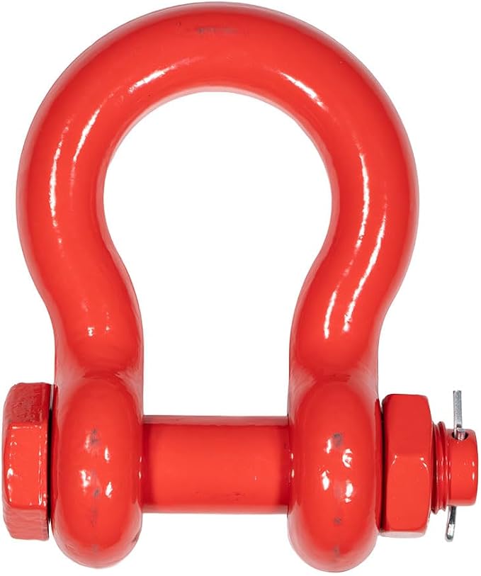 Mytee Products 4 Pack 1-1/4" Anchor Shackle Forged Carbon Steel w/Safety Screw Pin Load Limit 24,000 lbs, Double Rust Protection Heavy Duty D Ring Bolt Type Shackle for Towing, Rigging
