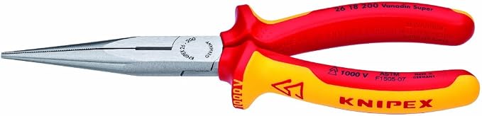 KNIPEX Tools - High Leverage Diagonal Cutters, 1000V Insulated (7408200SBA), 8 inches & Long Nose Pliers w/Cut-1000V Insulated