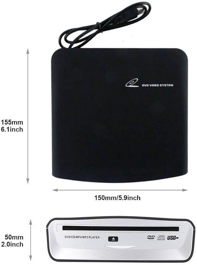 USB External Car Universal Connection Portable CD Player for Car Android Navigation/TV/Laptops Desktops with USB Port Plug and Play (Android Version 4.4 and Above)