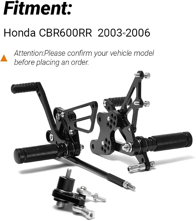 Rearsets for Honda CBR 600RR 03-06 Adjustable Rear Sets Foot Pegs | Made of CNC Aluminum alloy, Multi-position Adjustable, Non-slip foot peg surface