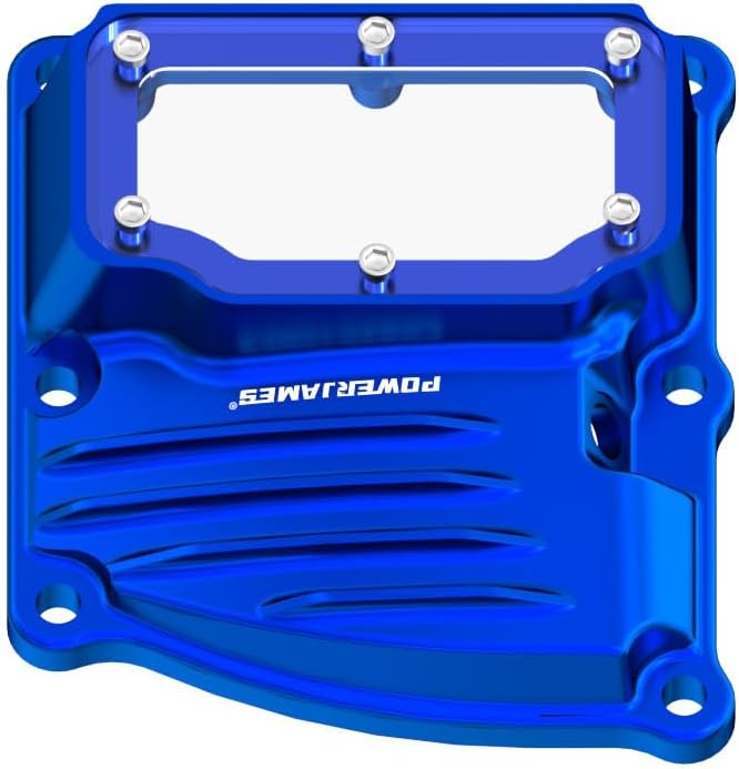 POWER JAMES Visible Aluminum Transmission Top Cover Compatible with Harley Davidson 2018-2025 Softail, 17-25 Touring Street Glide, Road Glide, Road King with M8 Models. (Blue)