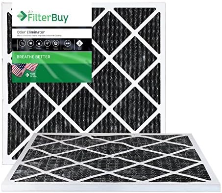 Filterbuy 25x25x1 Air Filter MERV 10 Odor & Allergy Defense with Activated Carbon (2-Pack), Electrostatic Pleated HVAC AC Furnace Filters Replacement (Actual Size: 24.50 x 24.50 x 0.75)