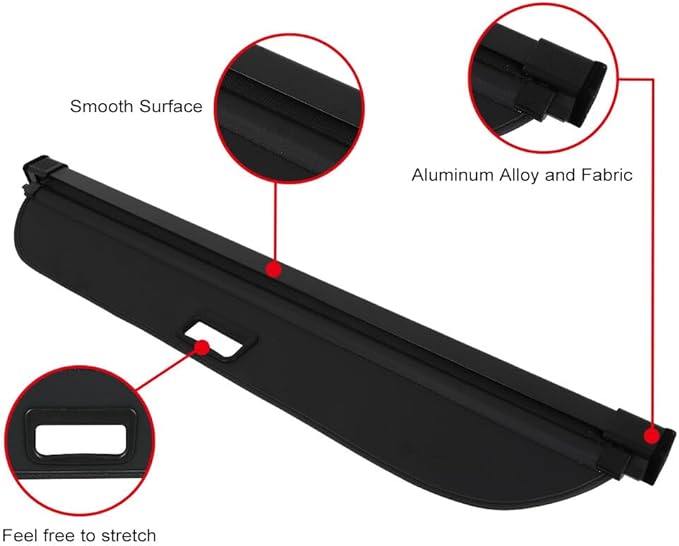 Cargo Cover for 2019-2024 Fit for Infiniti QX50 2.0L Retractable Rear Trunk Cargo Shade Luggage Security Cover Shielding Waterproof